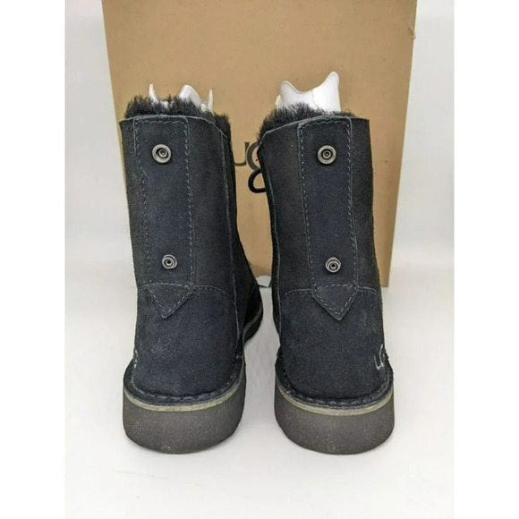 UGG Quincy Women's Faux Shearling Lined Combat Black Boots Size 5.5 - Picture 5 of 7